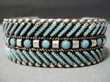 Dynamic Vintage Zuni Turquoise Sterling Silver Bracelet Old Native American-Nativo Arts