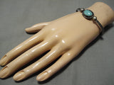 Very Rare Vintage Native American Navajo Fox Turquoise Sterling Silver Bracelet Old Cuff-Nativo Arts