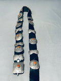 For Jeans!! Vintage Native American Navajo Coral Sterling Silver Concho Belt-Nativo Arts