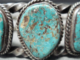 One Of The Best Heavy Coil Vintage Native American Navajo Turquoise Sterling Silver Bracelet-Nativo Arts