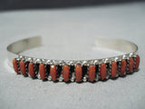 Wonderful Zuni Coral Sterling Silver Bracelet Native American-Nativo Arts