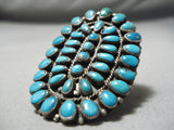 Best Vintage Native American Navajo Larry Moses Begay Turquoise Sterling Silver Cluster Ring-Nativo Arts