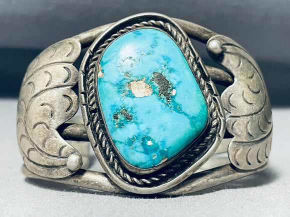 Opulent Vintage Native American Navajo Carico Lake Turquoise Sterling Silver Bracelet-Nativo Arts