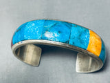 Native American Rare Santo Domingo Vintage Turquoise Inlay Sterling Silver Bracelet-Nativo Arts