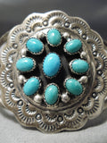 Stunning Vintage Native American Navajo Satellite Turquoise Sterling Silver Concho Bracelet-Nativo Arts