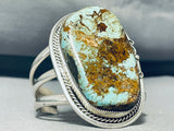 Gigantic Native American Navajo 8 Turquoise Sterling Silver Heavy Bracelet-Nativo Arts