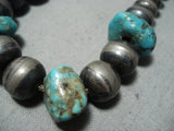 Custom Vintage Navajo Native American Turquoise Sterling Silver Necklace Old-Nativo Arts