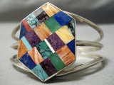 Absolutely Incredible Vintage Native American Navajo Turquoise Inlay Sterling Silver Bracelet-Nativo Arts