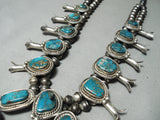 Women's Vintage Native American Navajo Turquoise Sterling Silver Squash Blossom Necklace-Nativo Arts