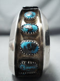 Museum Vintage Native American Navajo Bisbee Turquoise Sterling Silver Inlay Bracelet-Nativo Arts