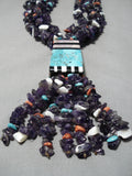 One Of The Best Santo Domingo Native American Amethyst Turquoise Necklace-Nativo Arts
