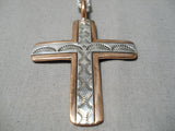 Excellent Navajo Sterling Silver & Copper Necklace Old Native American-Nativo Arts