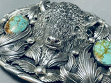 166 Gram Buffalo Head Native American Turquoise Sterling Silver Buckle-Nativo Arts