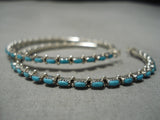 Fabulous Vintage Navajo Round Turquoise Sterling Silver Native American Earrings-Nativo Arts