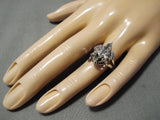 Important Native American Navajo Wilf Begay Sterling Silver Toad Ring-Nativo Arts