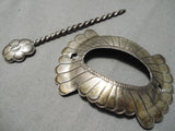 Amazing Vintage Native American Navajo Sterling Silver Hand Tooled Barrette Hair Clip In-Nativo Arts
