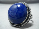 Astounding Vintage Navajo Lapis Sterling Silver Ring Native American-Nativo Arts