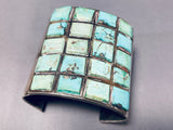 Very Rare Checkerboard Turquoise Vintage Native American Navajo Sterling Silver Bracelet-Nativo Arts