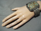 Signed Biggest Vintage Native American Navajo Royston Turquoise Sterling Silver Bracelet-Nativo Arts
