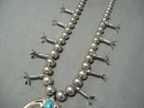 Early Vintage Native American Navajo Turquoise Sterling Silver Nsquash Blossom Necklace Old-Nativo Arts