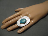 Really Huge Vintage Native American Navajo Aqua Turquoise Sterling Silver Ring Old-Nativo Arts