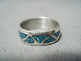 Marvelous Vintage Navajo Turquoise Sterling Silver Ring Native American Old-Nativo Arts