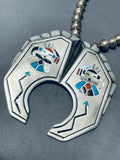 Native American The Best Massive Vintage Zuni Turquoise Inlay Sterling Silver Naja Necklace-Nativo Arts