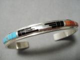 Important Inlay Master Native American Zuni Turquoise Coral Sterling Silver Inlay Bracelet-Nativo Arts