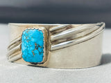 Rare Turquoise Vintage Native American Navajo Red Mountain Turquoise Sterling Silver Bracelet-Nativo Arts