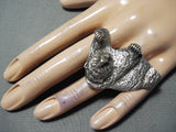 Unbelievable Navajo Sterling Silver Ring Grizzly Native American-Nativo Arts