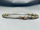 Orville Tsinnie 14k Gold Vintage Native American Navajo Sterling Silver Bangle Bracelet-Nativo Arts