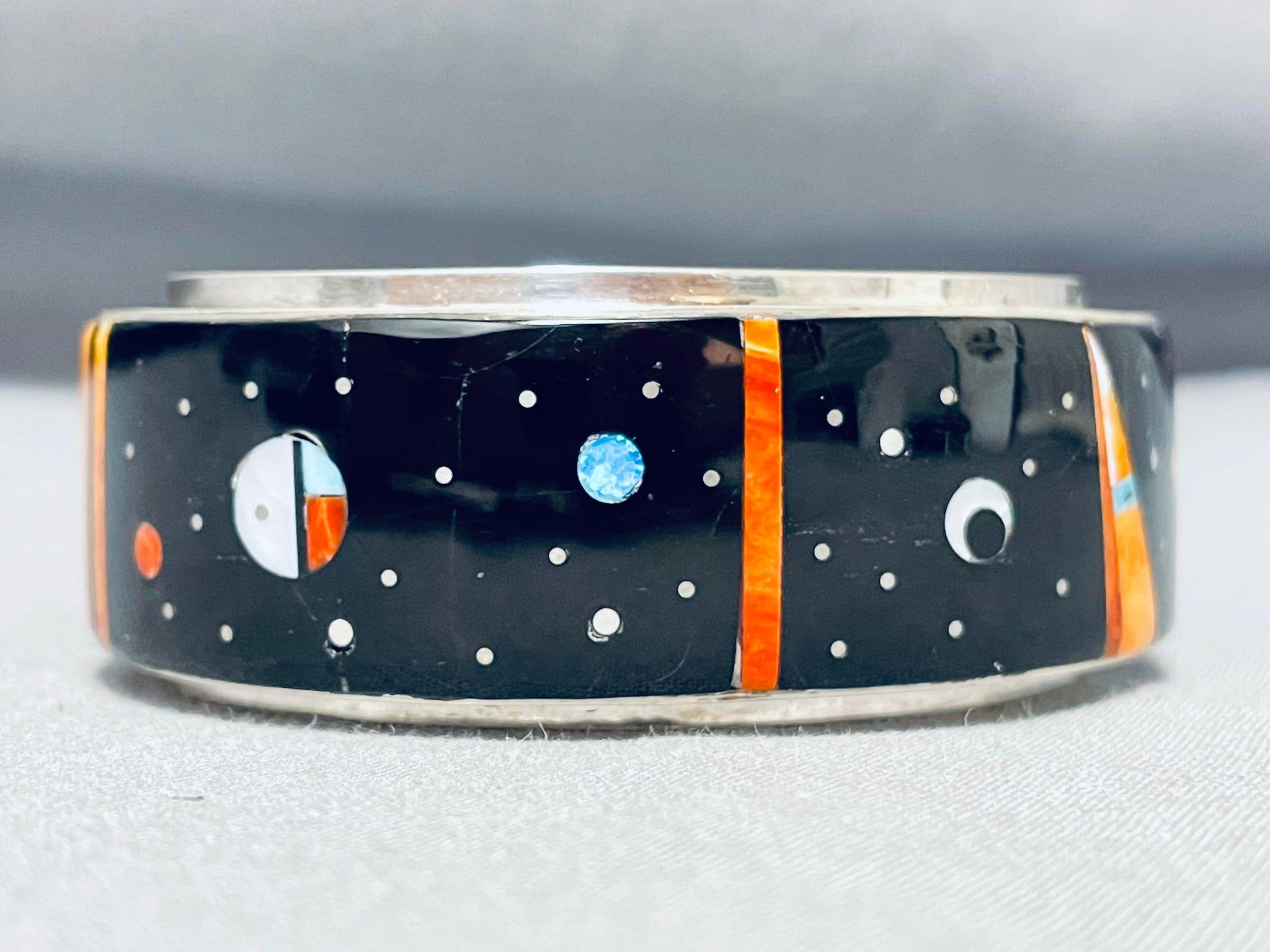 Night Scene Navajo Bracelet with Petroglyphs