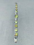 Native American Exquisite Vintage Southwest Gaspeite Sterling Silver Link Clasp Bracelet-Nativo Arts