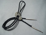 Very Rare Vintage Native American Navajo Bear Turquoise Sterling Silver Bolo Tie-Nativo Arts