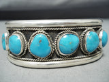 Outstanding Native American Navajo 9 Kingman Turquoise Sterling Silver Bracelet-Nativo Arts