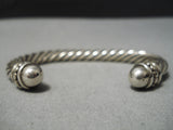Marvelous Vintage Native American Navajo Thicker Sterling Silver Coil Bracelet Old-Nativo Arts