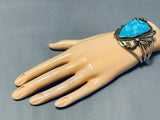 Extremely Rare Gold Native American Navajo Gilbert Turquoise Sterling Silver Bracelet-Nativo Arts