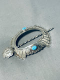 Wonderful Native American Navajo Turquoise Sterling Silver Hair Barrette-Nativo Arts
