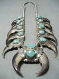 Authentic Bear Vintage Native American Navajo Turquoise Sterling Squash Blossom Necklace-Nativo Arts