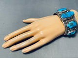 One Of The Best Vintage Native American Navajo Blue Gem Turquoise Sterling Silver Bracelet-Nativo Arts