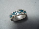 Marvelous Vintage Navajo Turquoise Sterling Silver Ring Native American Old-Nativo Arts