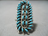 Slanted Turquoise Vintage Zuni Native American Sterling Silver Ring!-Nativo Arts