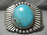 Quality Etb Sr Signed Vintage Native American Navajo Flank Turquoise Sterling Silver Bracelet-Nativo Arts