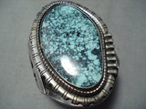Best Vintage Native American Navajo Blue Warrior Turquoise Sterling Silver Bracelet Old-Nativo Arts