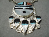 Important Hand Carved Turquoise Sterling Silver Native American Zuni Necklace-Nativo Arts