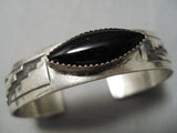 Able Arther Vintage Native American Navajo Sterling Silver Jet Bracelet Cuff-Nativo Arts