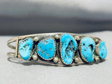 Excellent Vintage Native American Navajo 5 Morenci Turquoise Sterling Silver Bracelet-Nativo Arts
