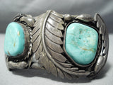 One Of The Best Vintage Native American Navajo Leaf Turquoise Sterling Silver Museum Bracelet-Nativo Arts