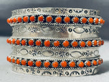 One Of The Best Native American Coral Snake Eyes Sterling Silver Bracelet-Nativo Arts