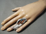 Impressive Vintage Native American Zuni Turquoise Sterling Silver Ring Old-Nativo Arts